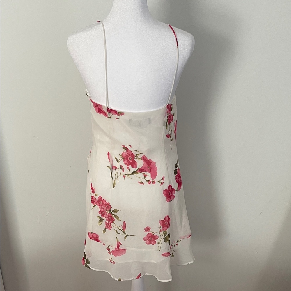 Zara Floral Mini Dress - White and Pink Size M NWT has lining - Picture 2 of 6